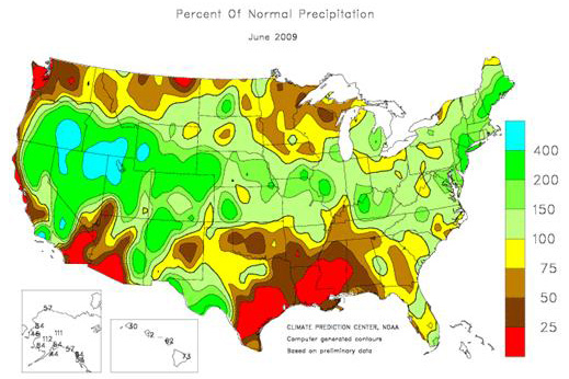 Percent of Normal Precipitation June2009