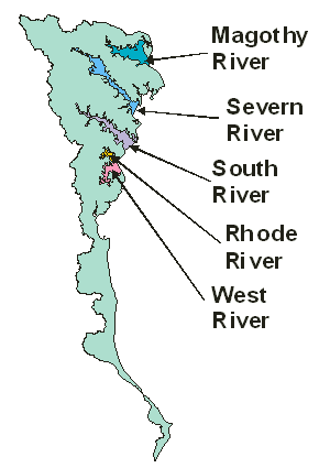 Lower Western Shore Map of Tributaries