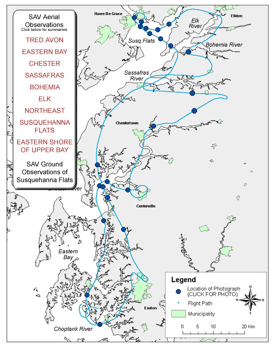 Flight map over Chesapake Bay.
