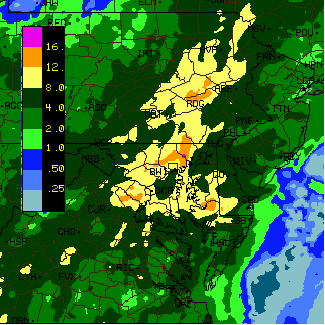 Maryland map showing high precipitation.