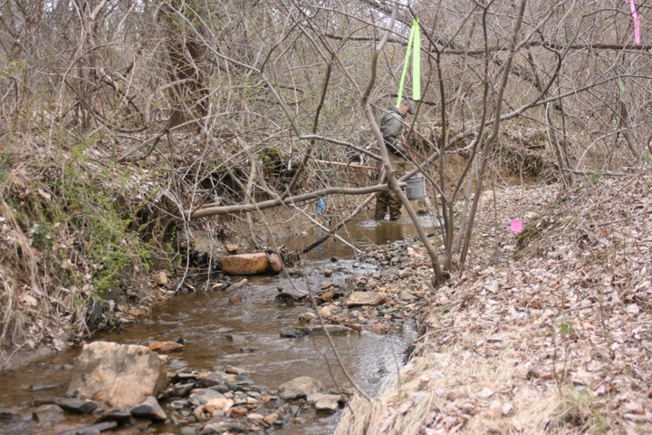 Field photo showing stream conditions at site ATKI-003-X-2011-2