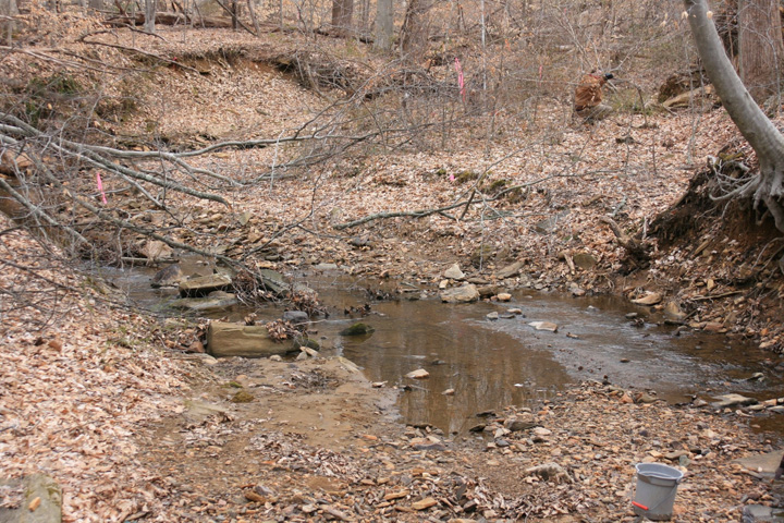 Field photo showing stream conditions at site ATKI-101-X-2011-1