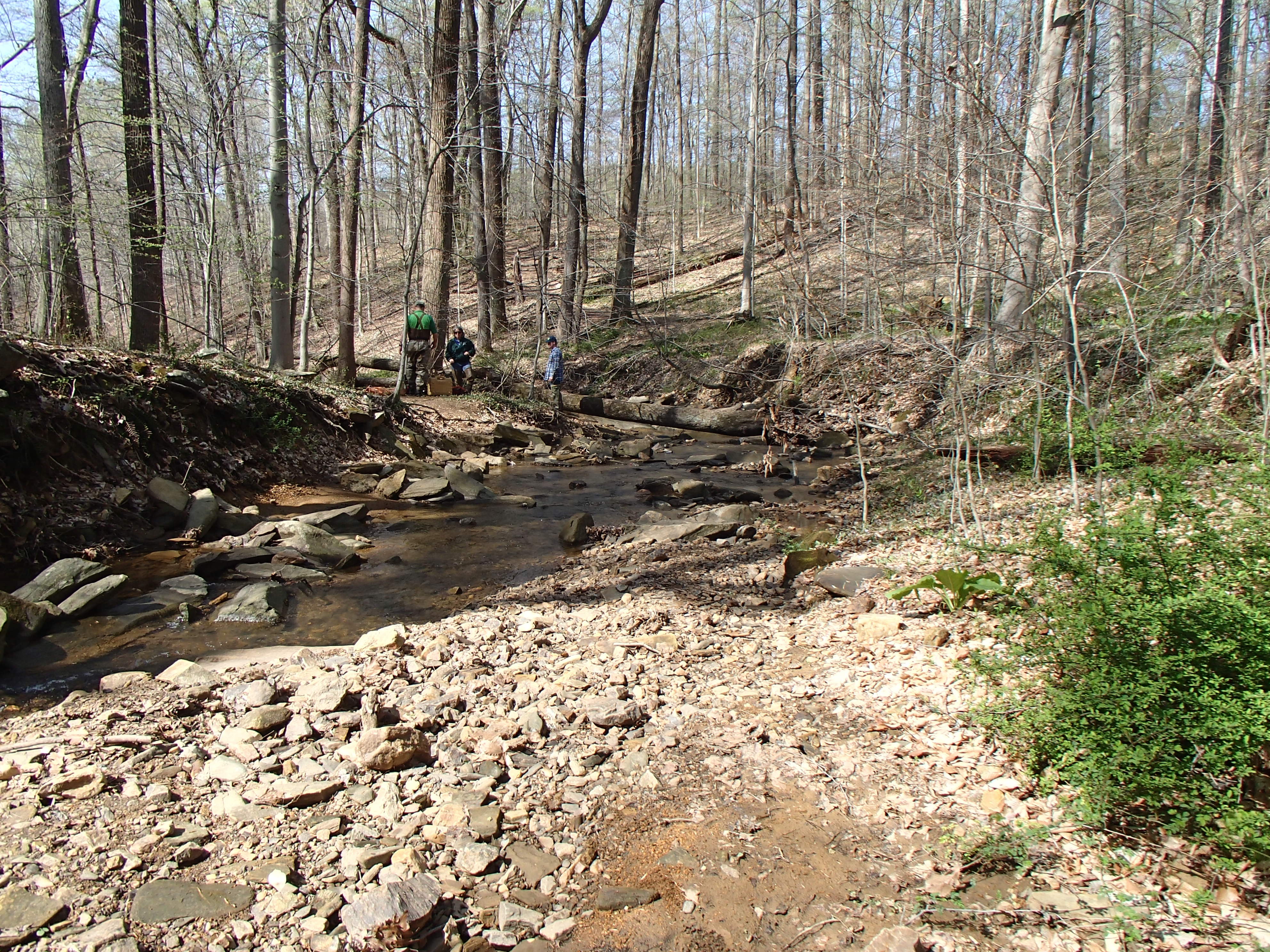 Field photo showing stream conditions at site ATKI-101-X-2015_Midpoint-looking-downstream