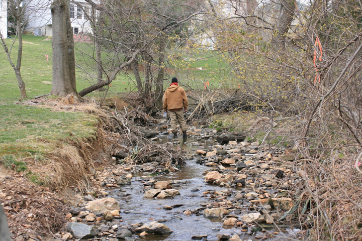 Field photo showing stream conditions at site ATKI-102-X-2011-1