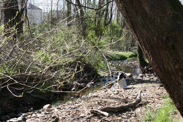 Field photo showing stream conditions at site ATKI-102-X-2012_Mid-pointDownstream