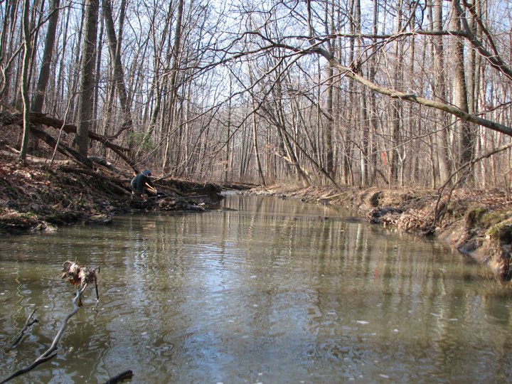 Field photo showing stream conditions at site ATKI-105-B-2008-1