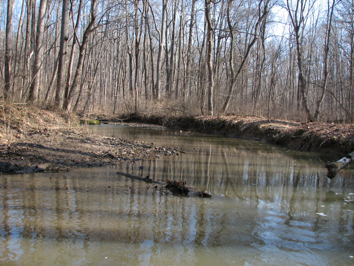 Field photo showing stream conditions at site ATKI-105-B-2008-2