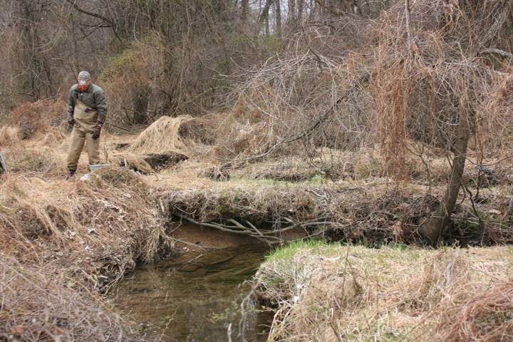 Field photo showing stream conditions at site ATKI-105-X-2011-2