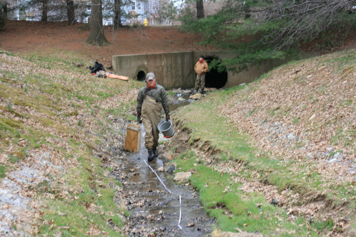Field photo showing stream conditions at site ATKI-107-X-2011-2