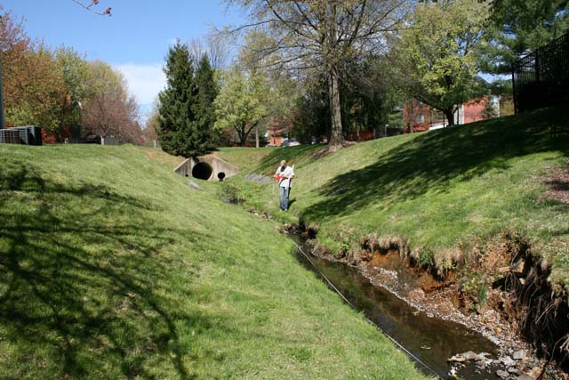 Field photo showing stream conditions at site ATKI-107-X-2012_Mid-point_Upstream
