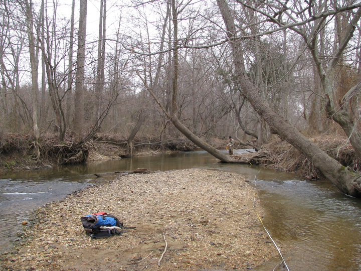 Field photo showing stream conditions at site BRIG-301-R-2009-2