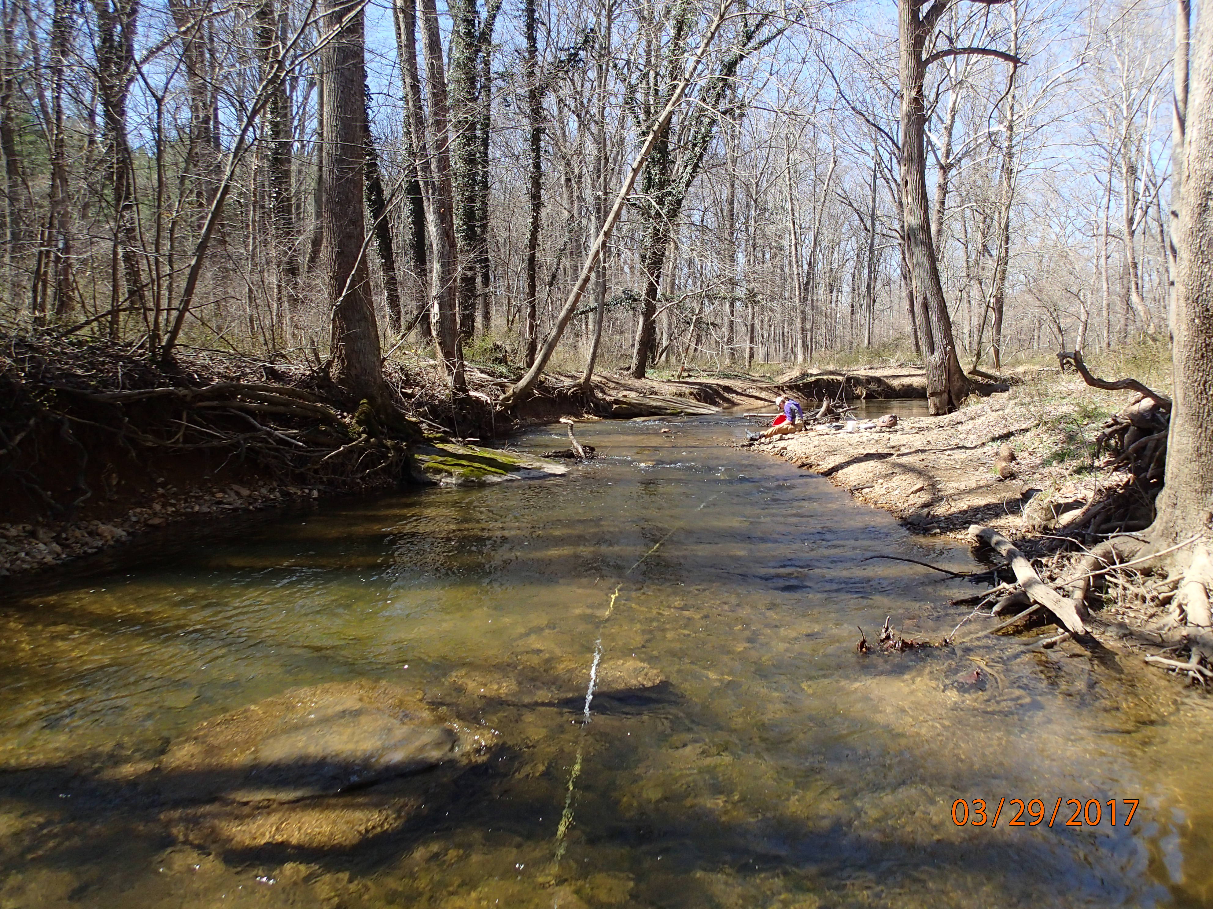 Field photo showing stream conditions at site BRIG-302-X-2017-MidpointUpstream