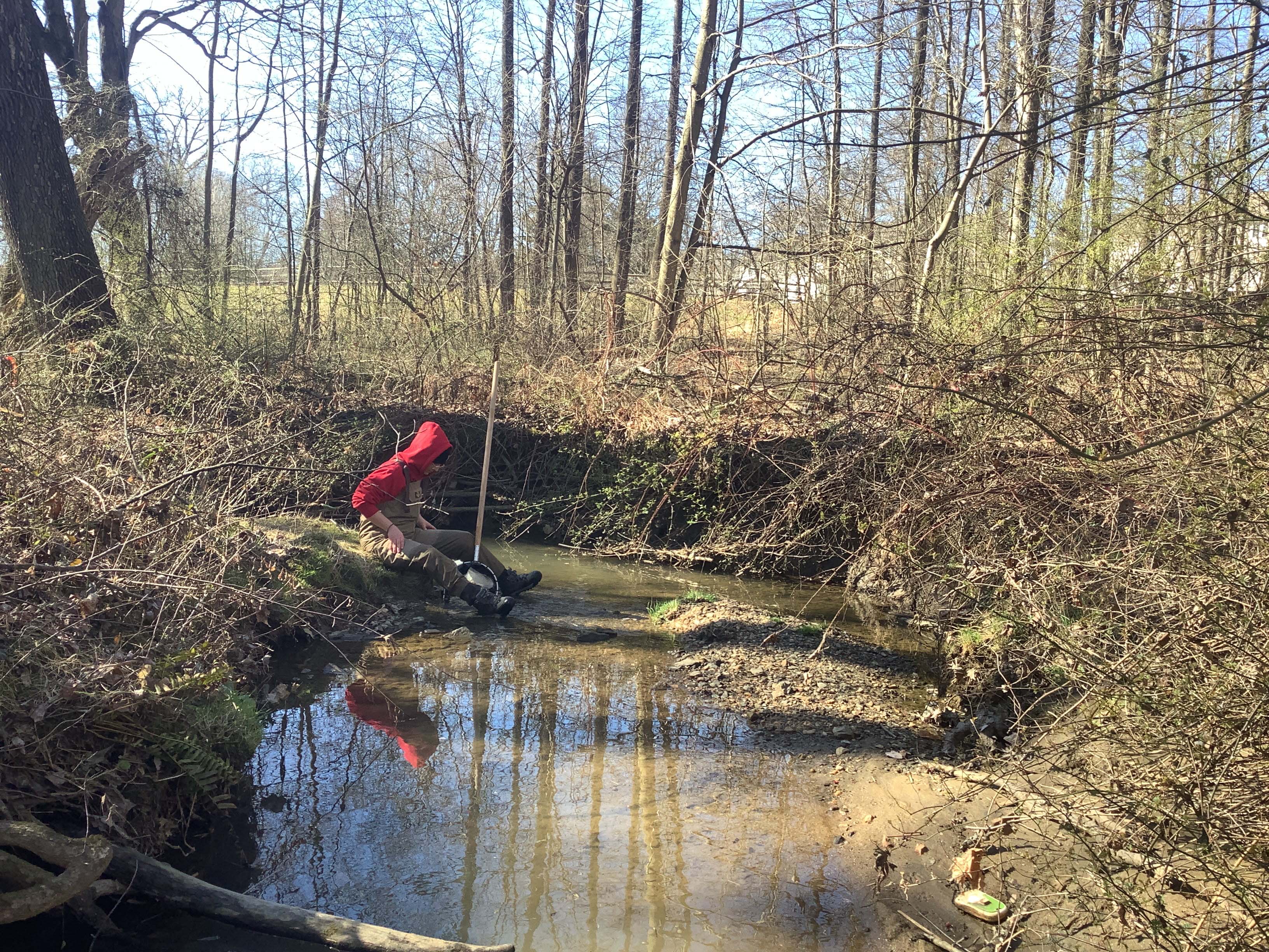 Field photo showing stream conditions at site BYNU-121-R-2023_Midpoint_facing_downstream