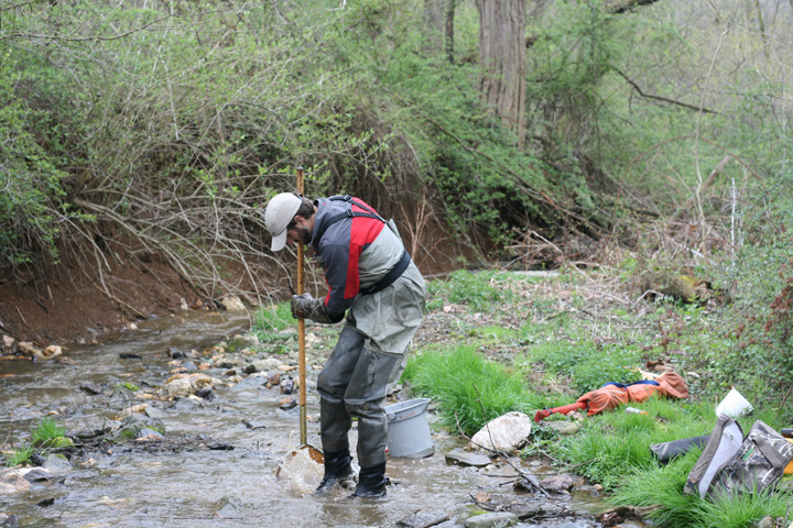 Field photo showing stream conditions at site CATO-115-R-2009-1