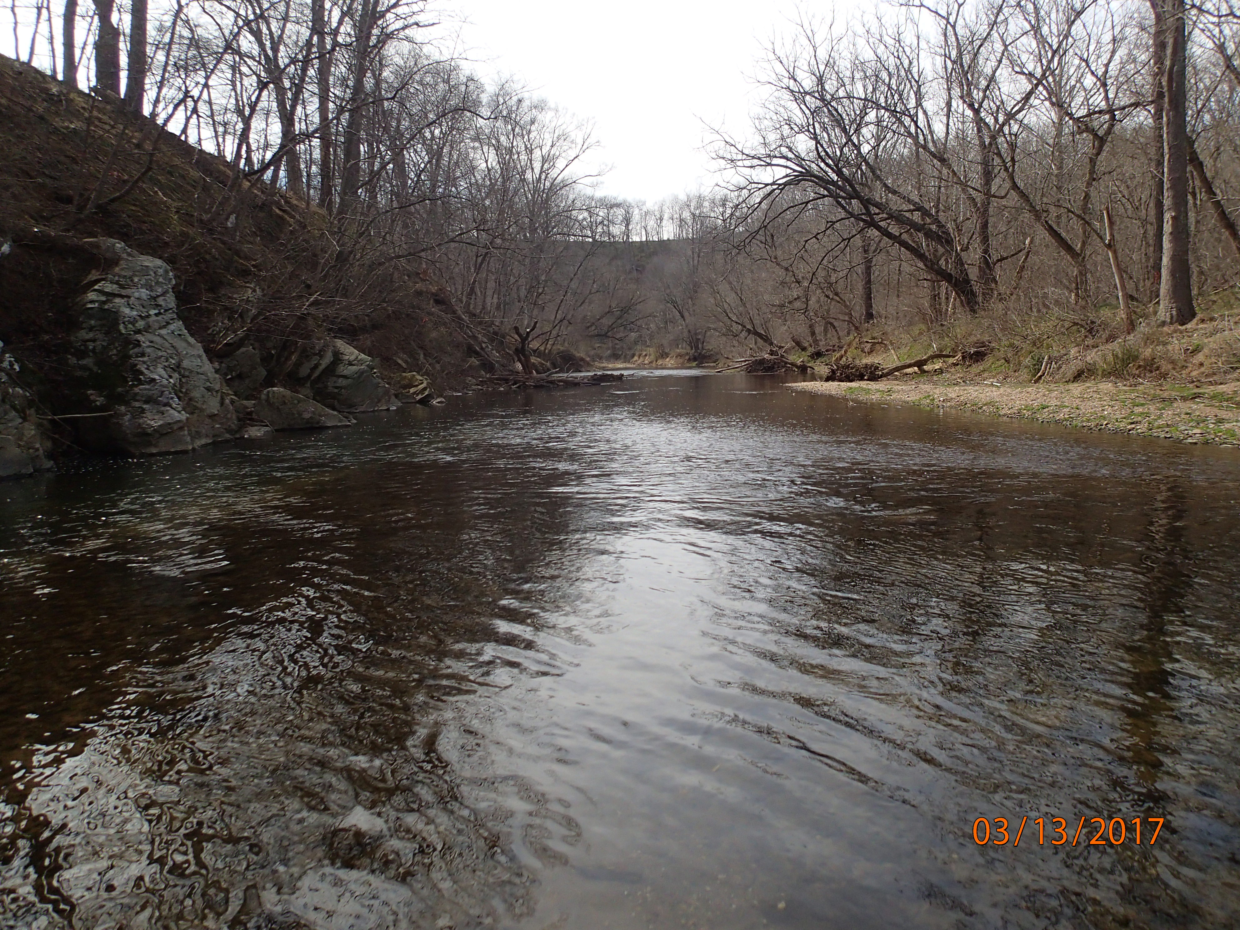 Field photo showing stream conditions at site CATO-407-R-2017-MidpointDownstream