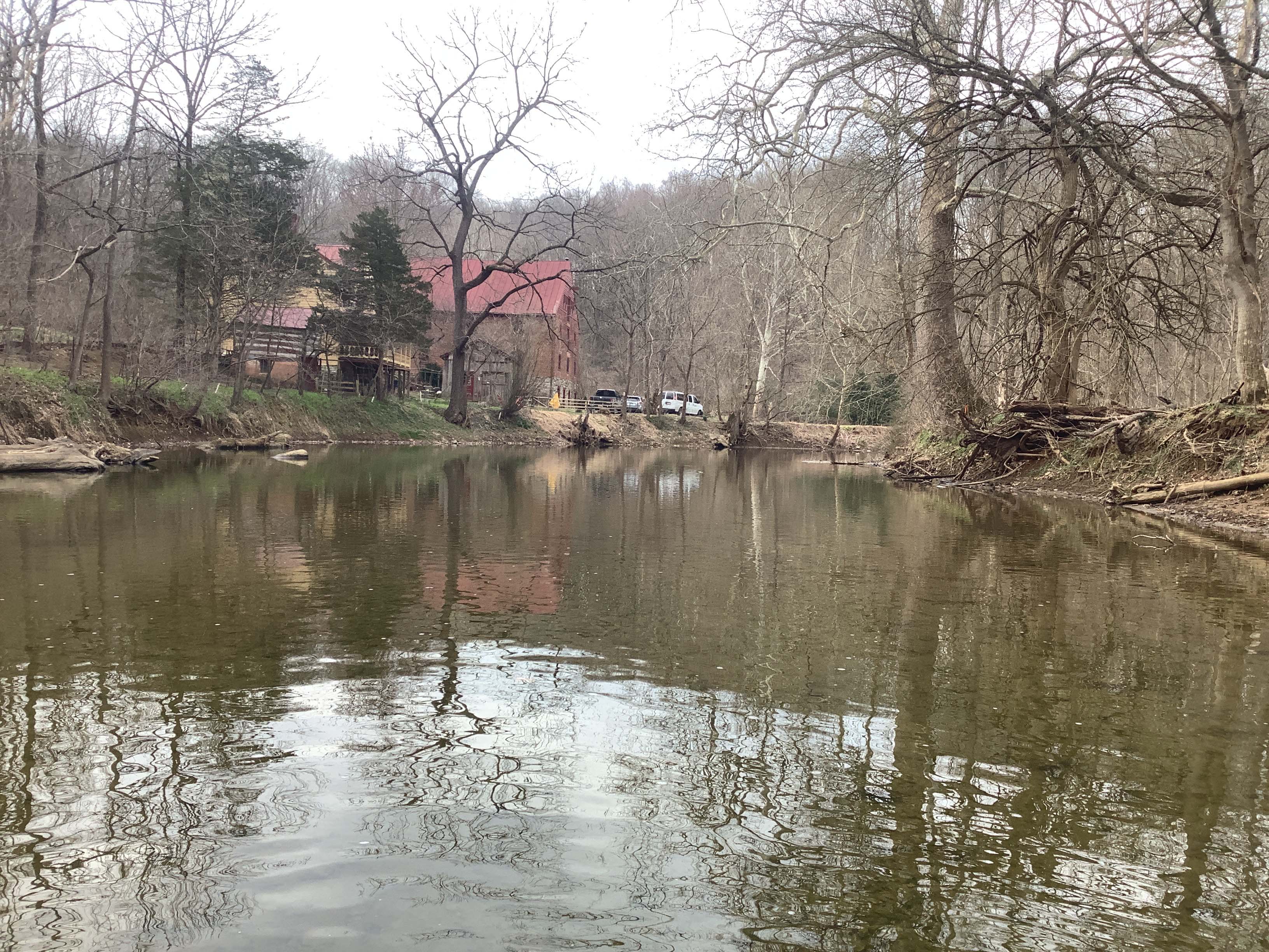 Field photo showing stream conditions at site CATO-520-R-2023_Midpoint_facing_downstream