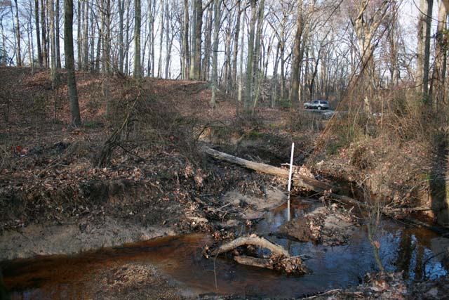 Field photo showing stream conditions at site CORS-102-S-2012-MidpointPdownstream