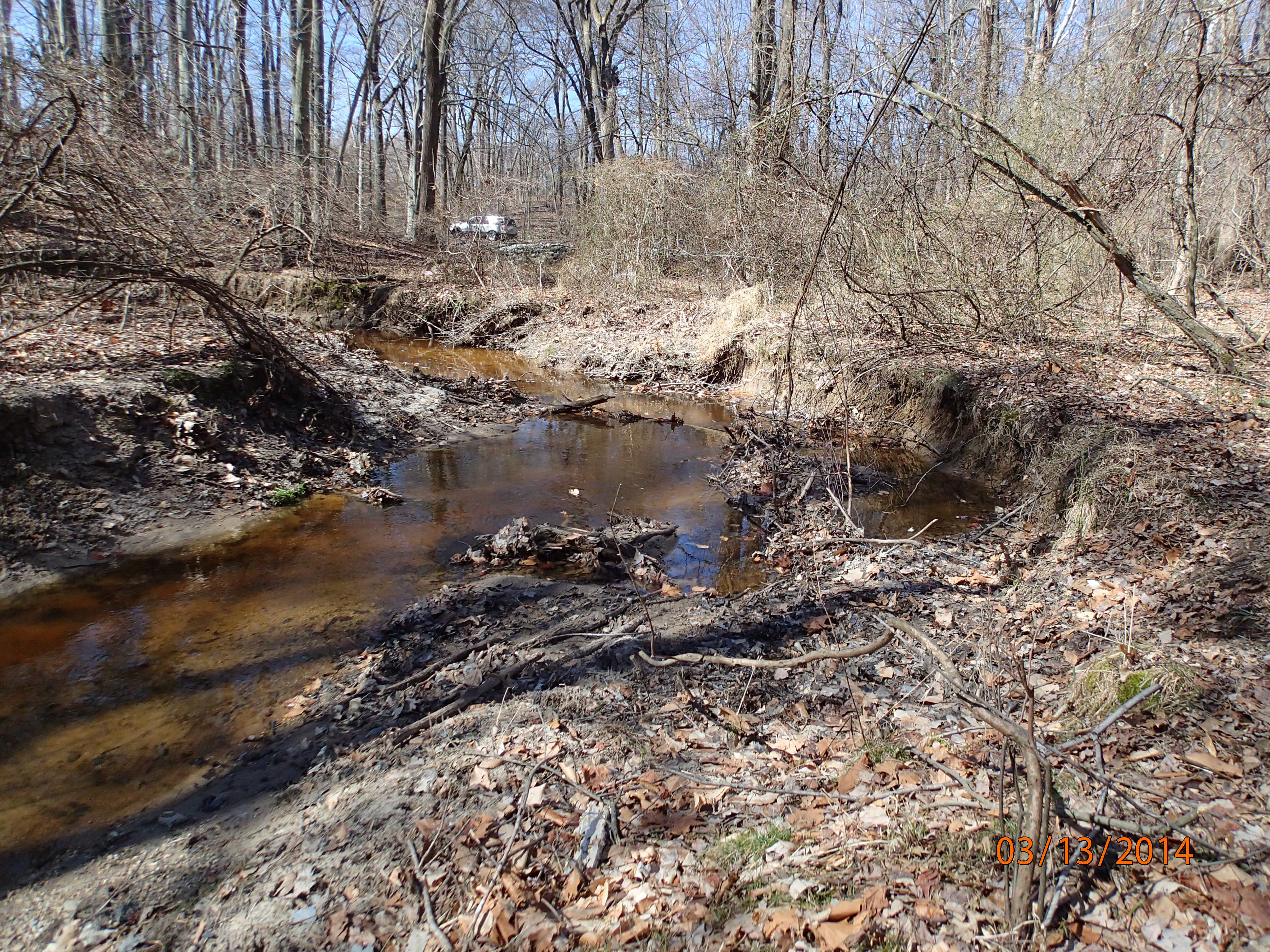 Field photo showing stream conditions at site CORS-102-S-2014-MidpointDownstream