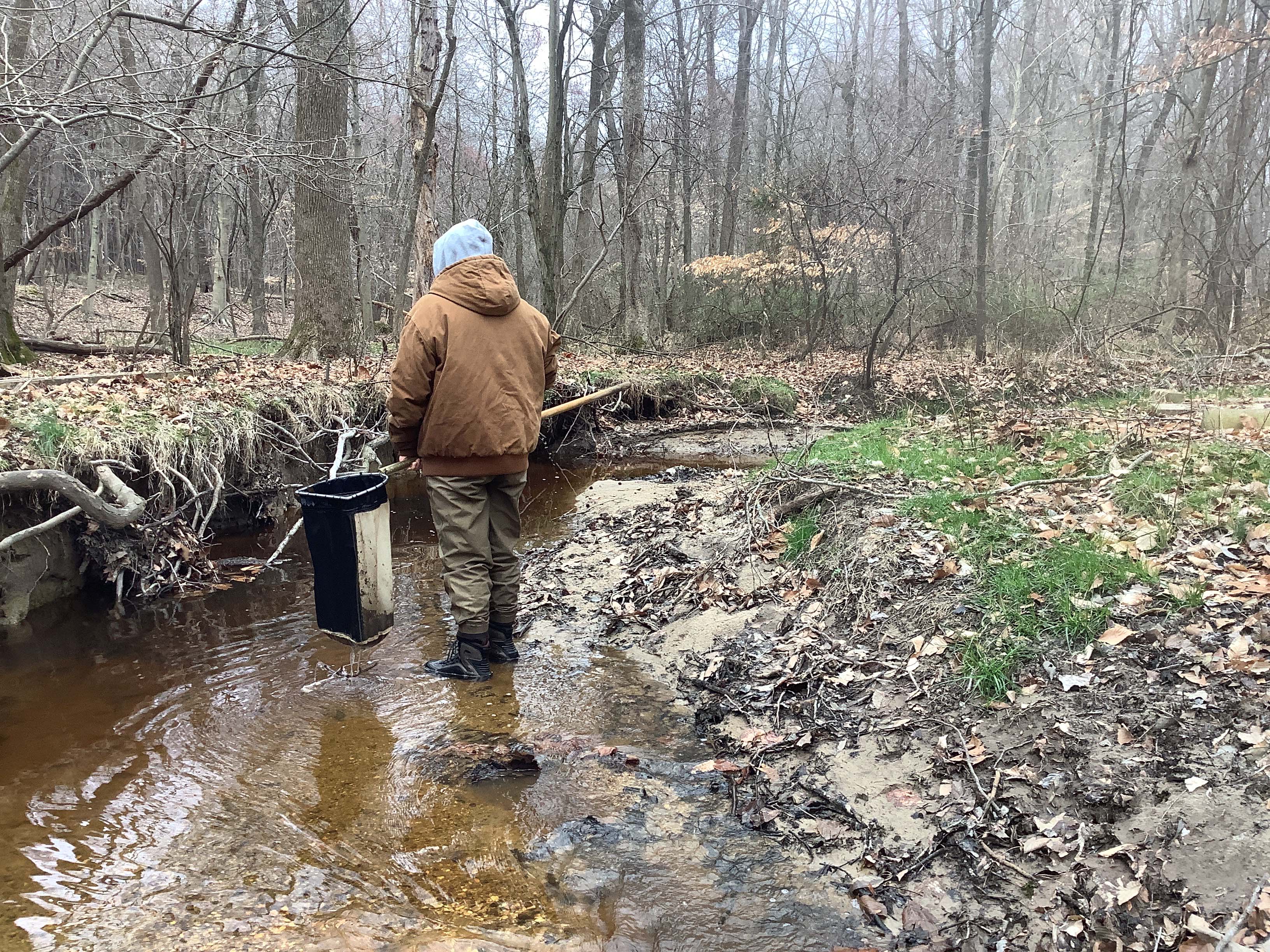 Field photo showing stream conditions at site CORS-102-S-2023-MidpointLookingUpstream