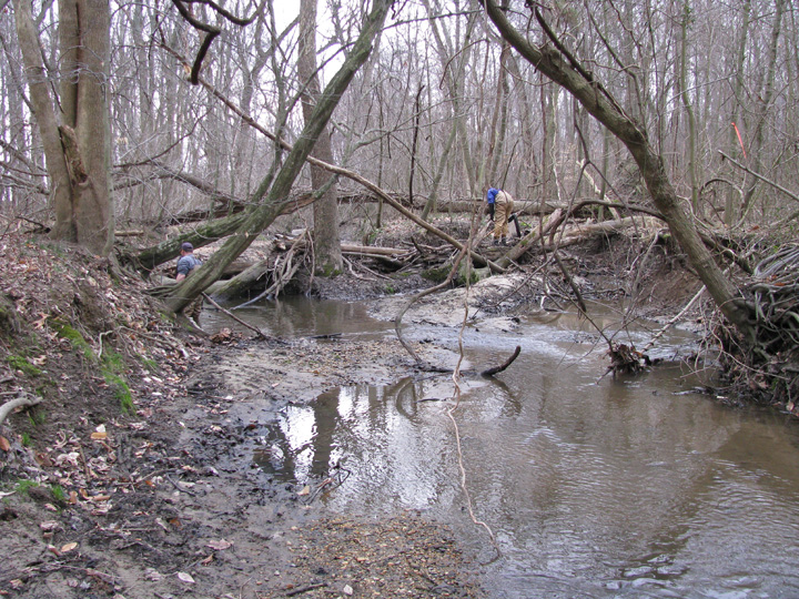 Field photo showing stream conditions at site CORS-108-X-2009-1
