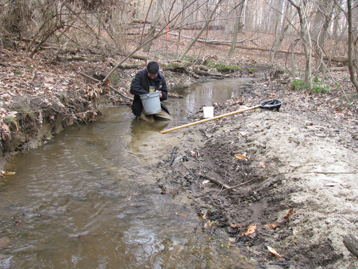 Field photo showing stream conditions at site CORS-124-X-2009-1