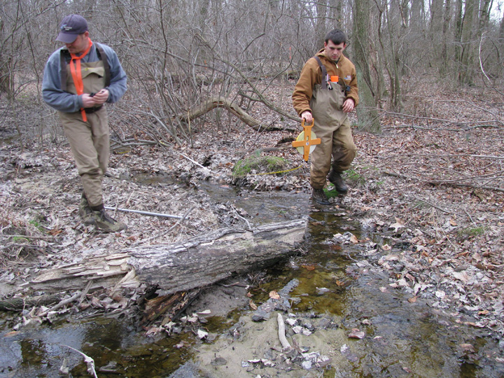 Field photo showing stream conditions at site CORS-128-X-2009-1