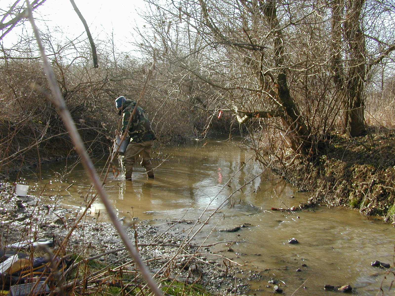 Field photo showing stream conditions at site DOUB-115-R-2002-2