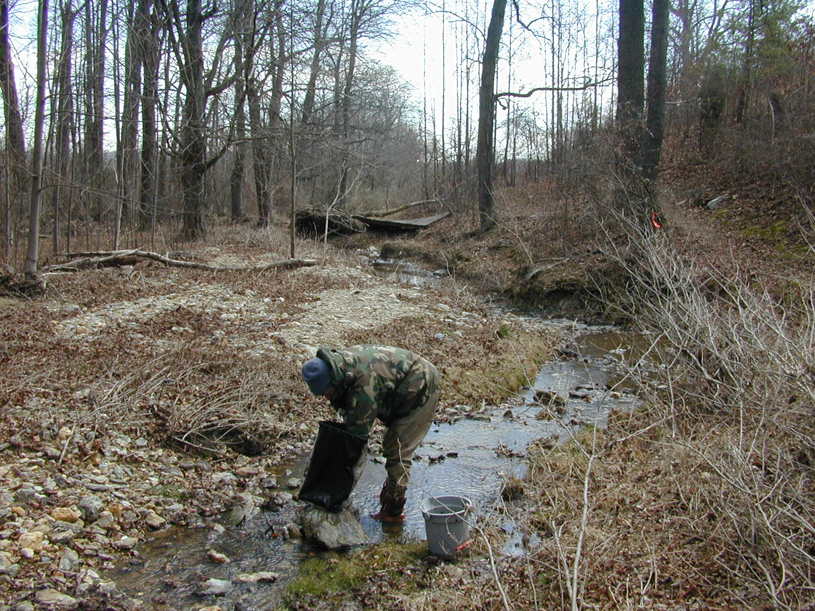 Field photo showing stream conditions at site DOUB-116-R-2002-2