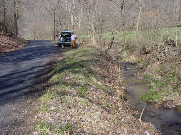 Field photo showing stream conditions at site EVIT-107-B-2007-1