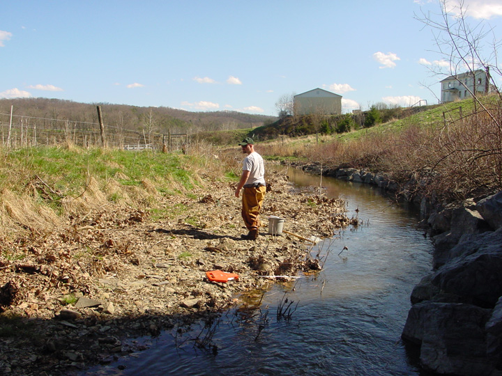 Field photo showing stream conditions at site EVIT-111-B-2007-2