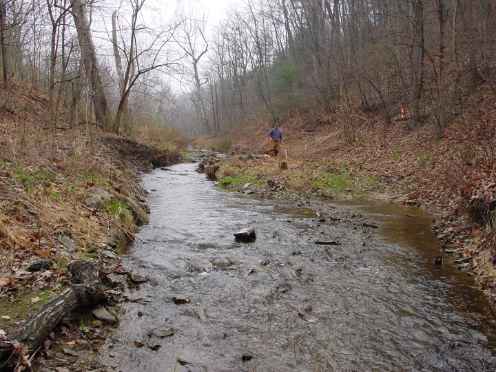 Field photo showing stream conditions at site EVIT-203-B-2007-2