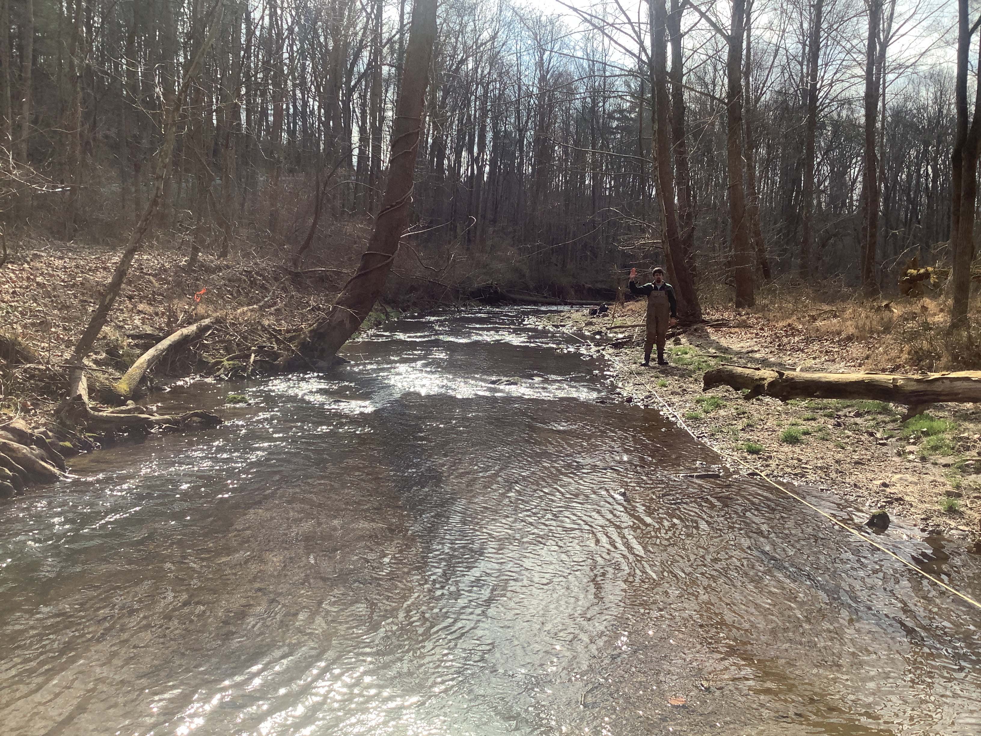 Field photo showing stream conditions at site LIBE-202-X-2023_Midpoint_facing_downstream
