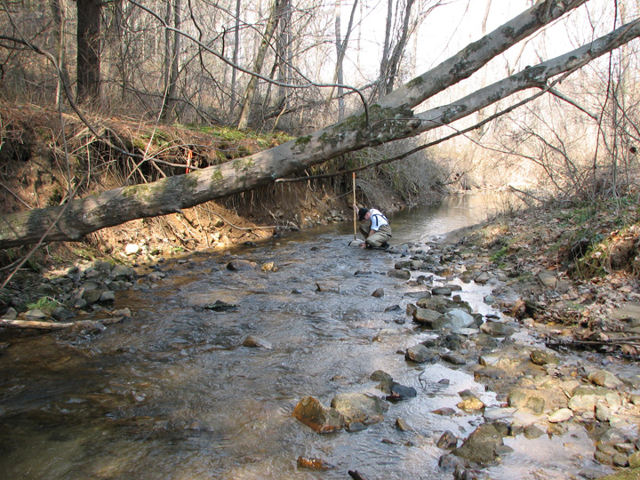 Field photo showing stream conditions at site LIBE-209-A-2007-1