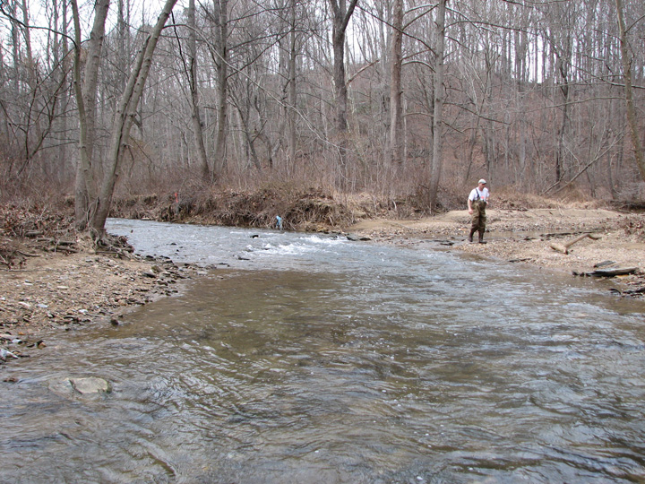Field photo showing stream conditions at site LIBE-214-A-2007-2