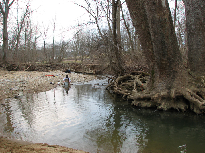 Field photo showing stream conditions at site LIBE-251-A-2007-1