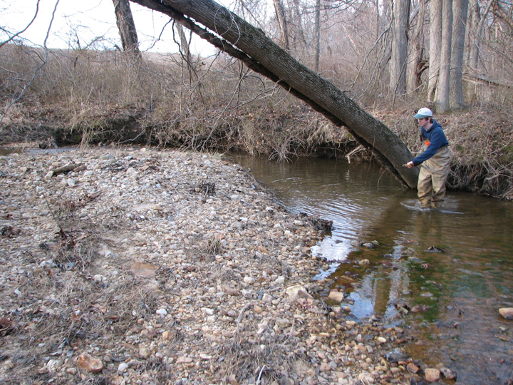Field photo showing stream conditions at site LIEL-102-B-2008-2