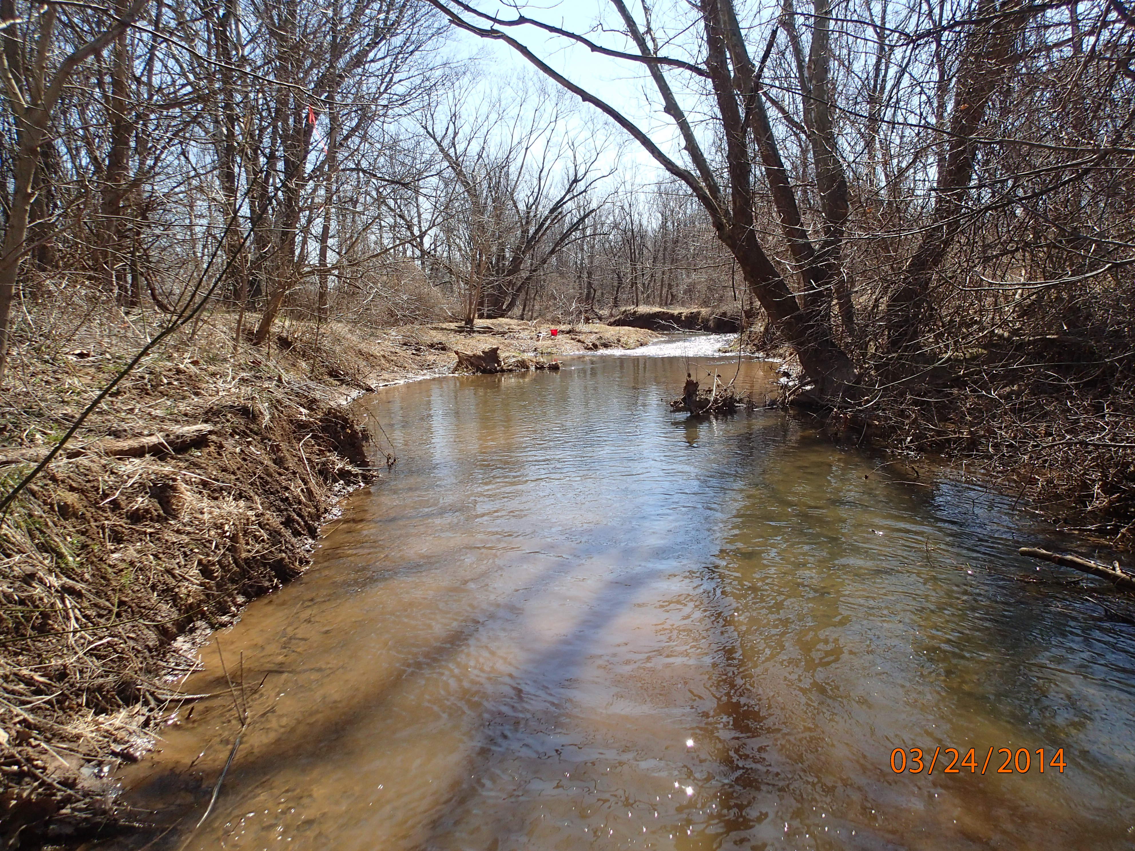 Field photo showing stream conditions at site LMON-302-X-2014-MidpointDownstream