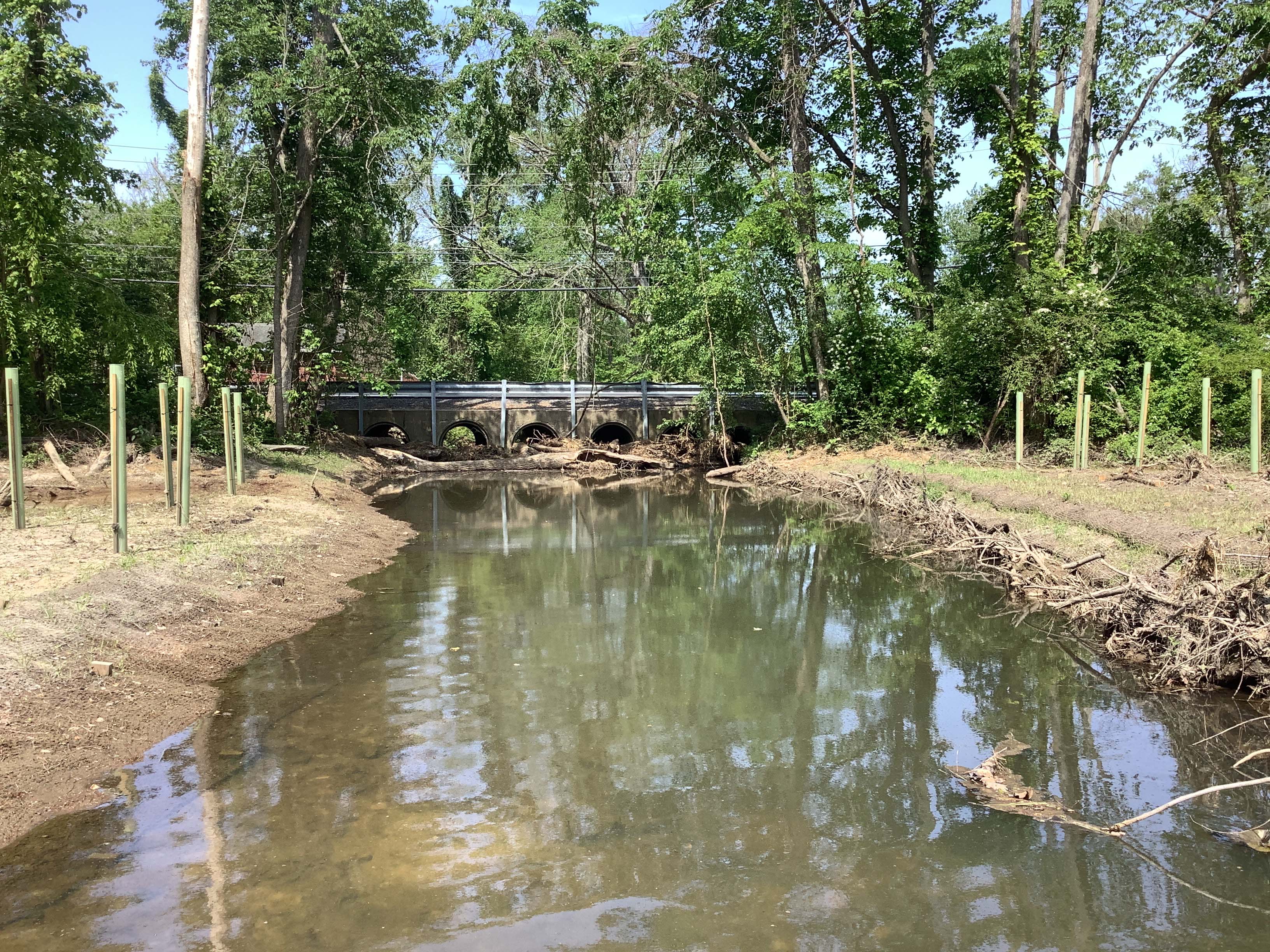 Field photo showing stream conditions at site LOCK-320-R-2023-Midpointlookingdownstreampost-restortion