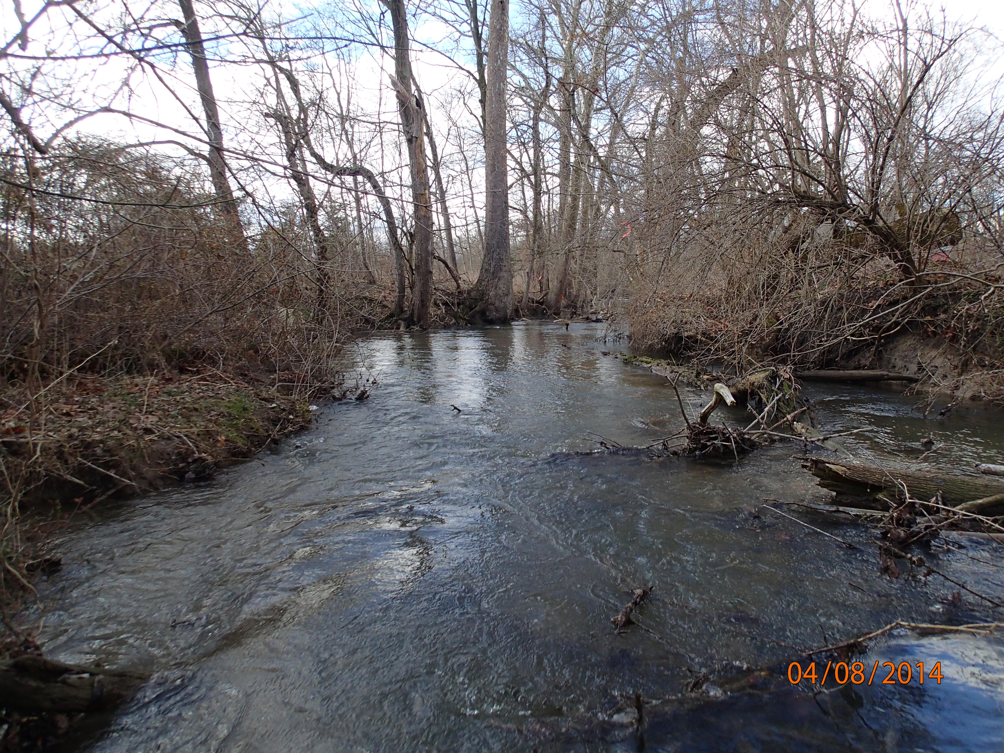Field photo showing stream conditions at site MARS-210-R-2014-MidpointDownstream
