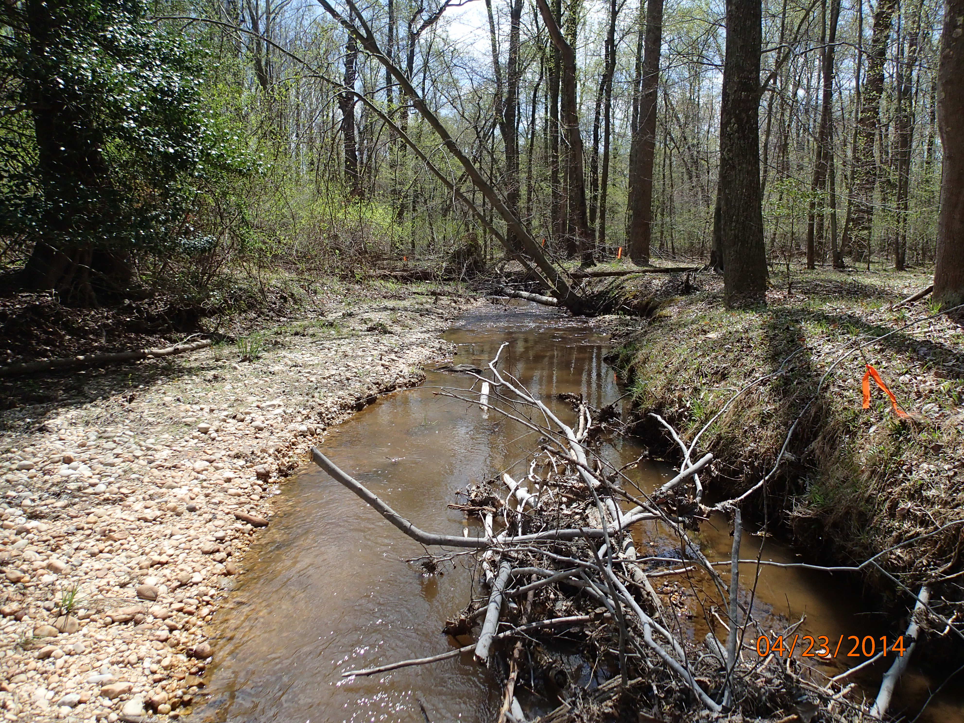 Field photo showing stream conditions at site MATT-105-R-2014-MidpointDownstream