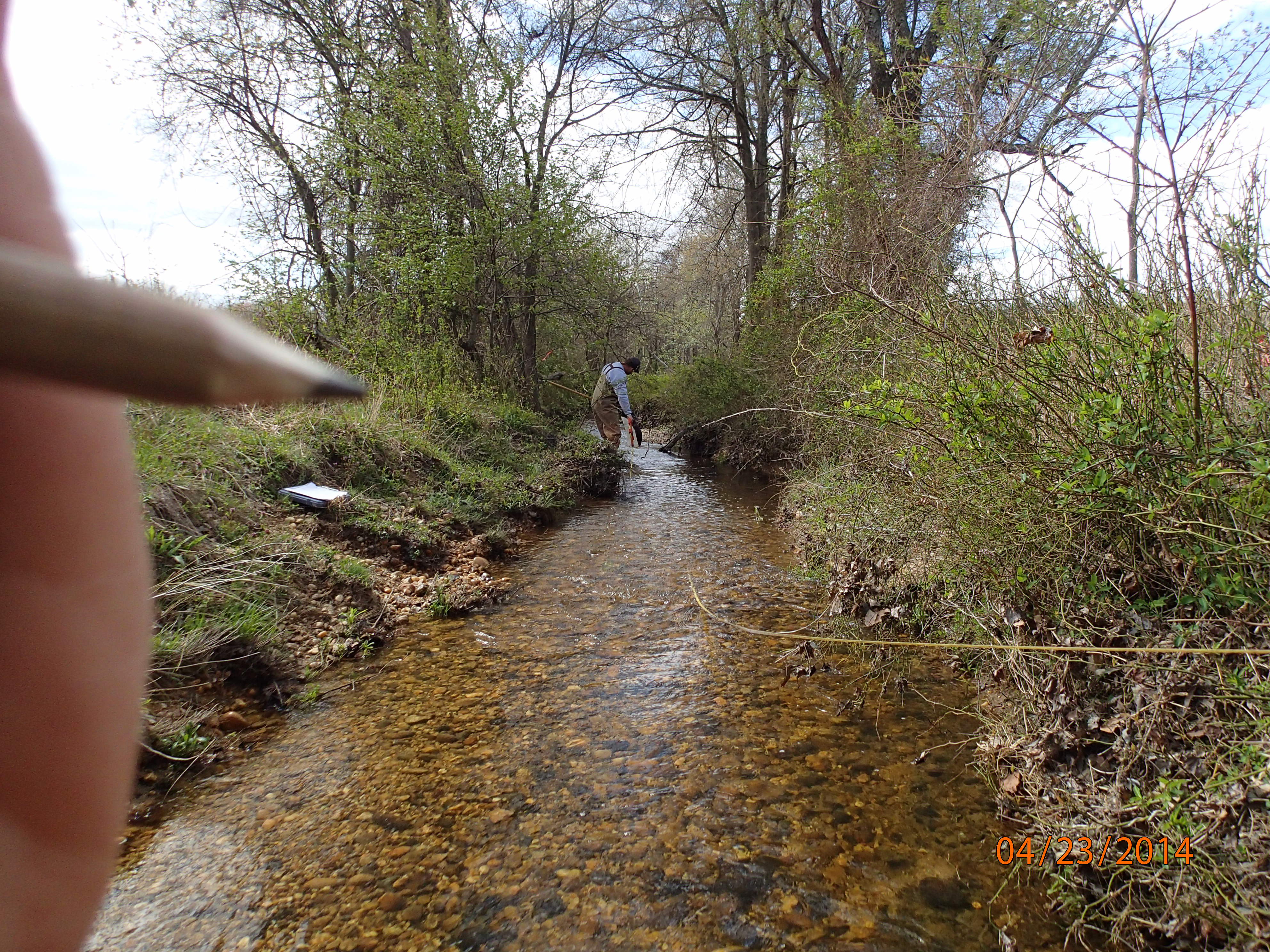 Field photo showing stream conditions at site MATT-108-R-2014-MidpointDownstream