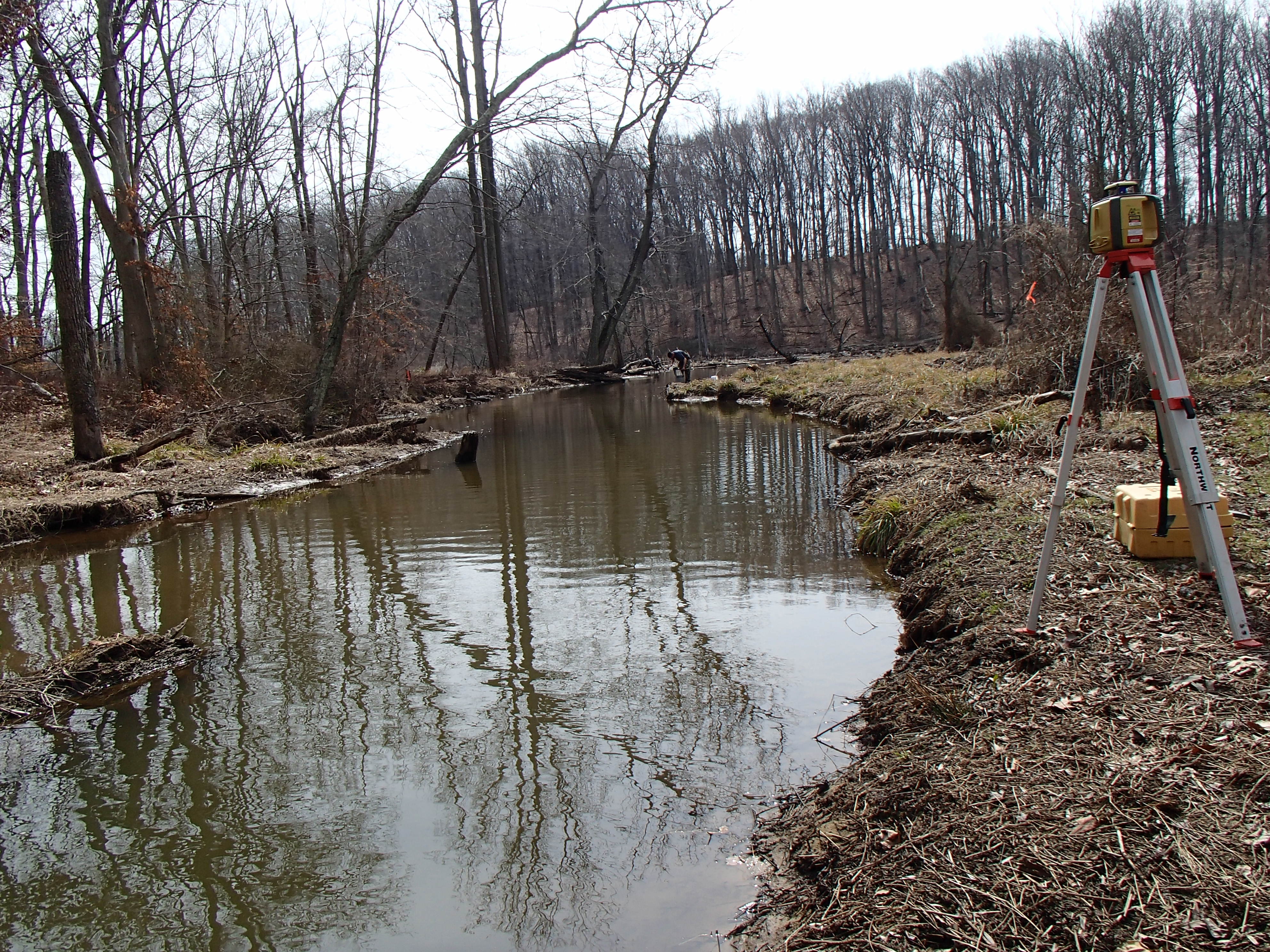 Field photo showing stream conditions at site MICR-216-R-2015_Midpoint-looking-downstream