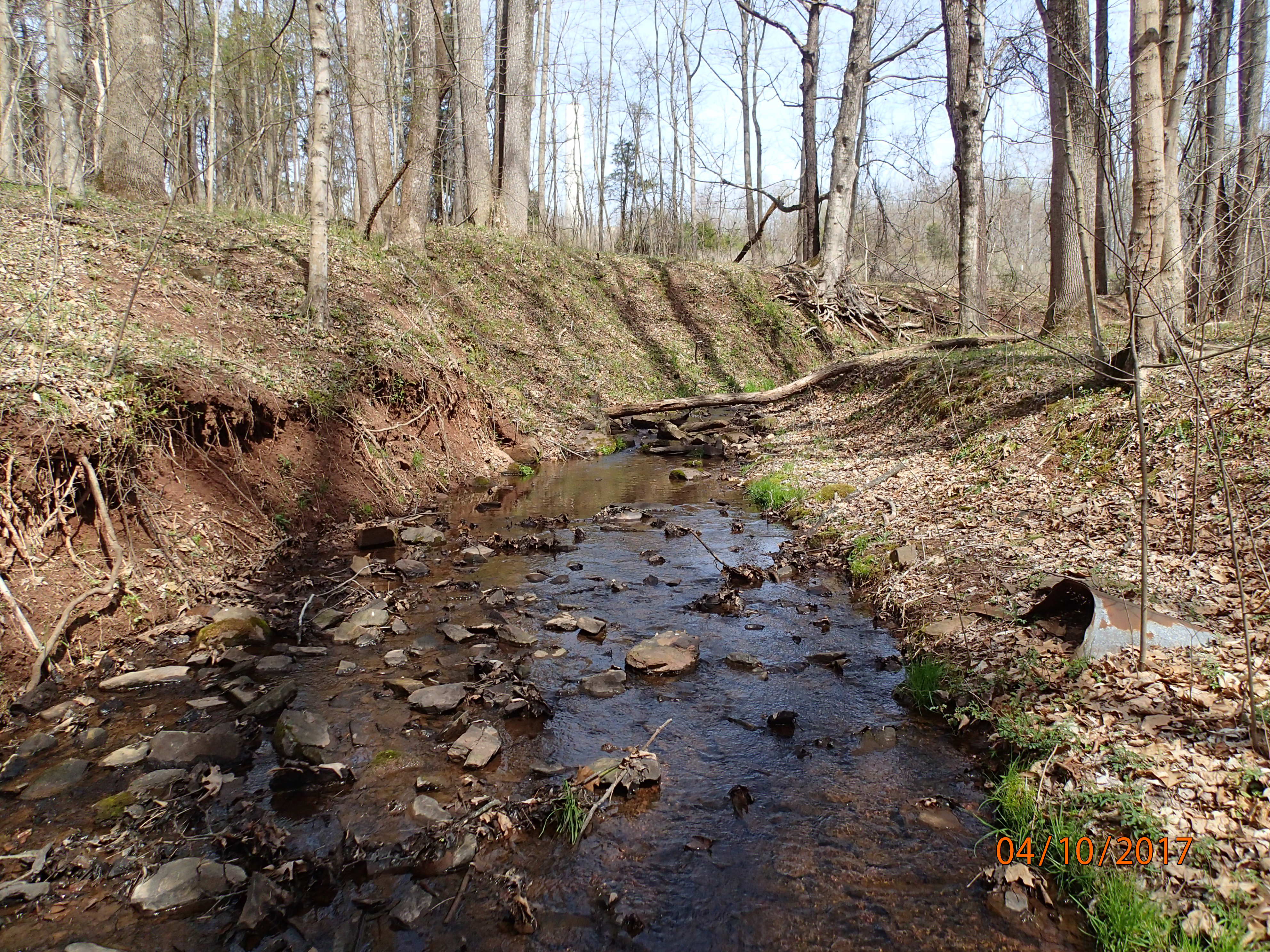 Field photo showing stream conditions at site PRMO-101-R-2017-MidpointUpstream