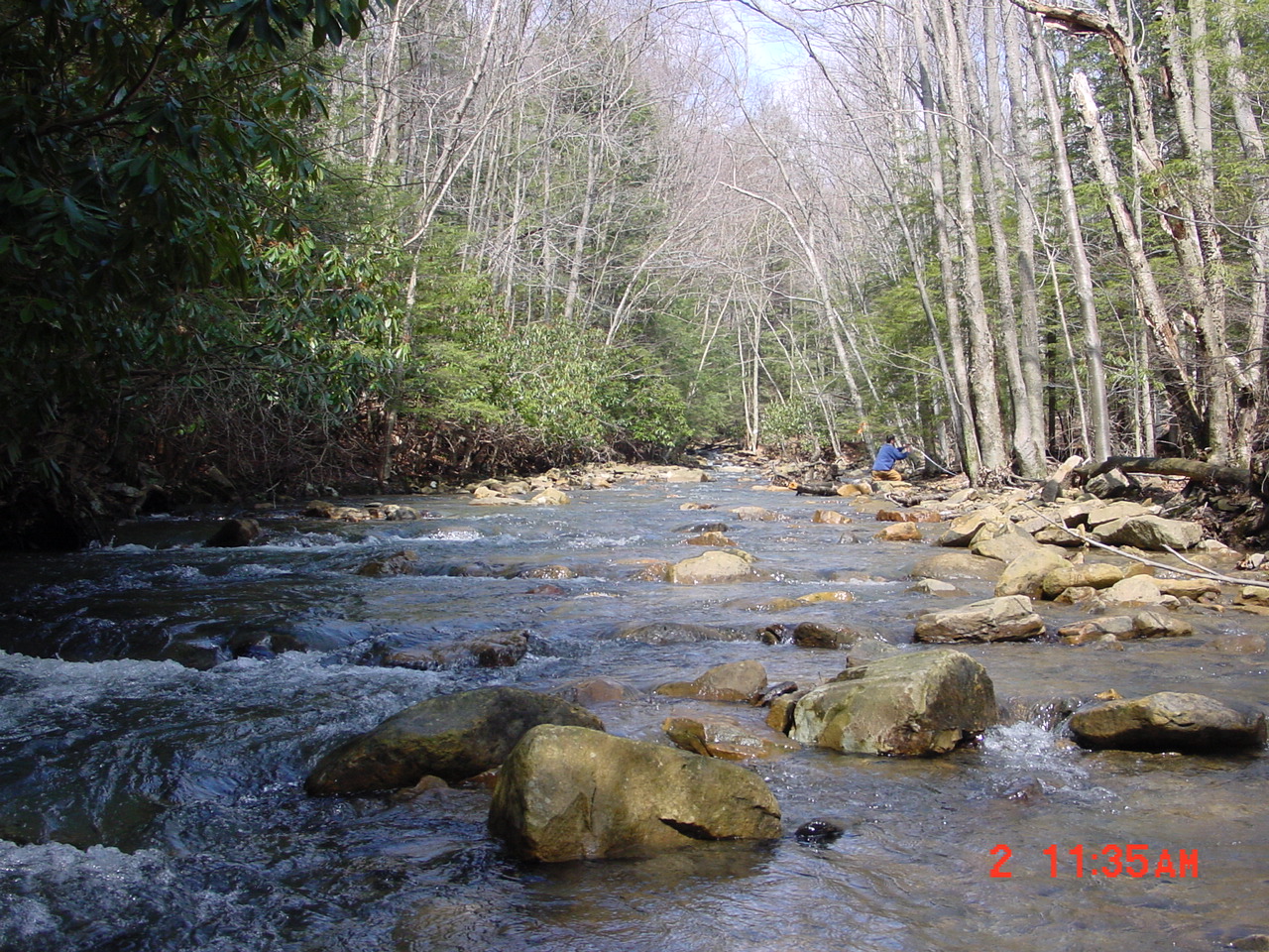 Field photo showing stream conditions at site PRUN-210-R-2001-2