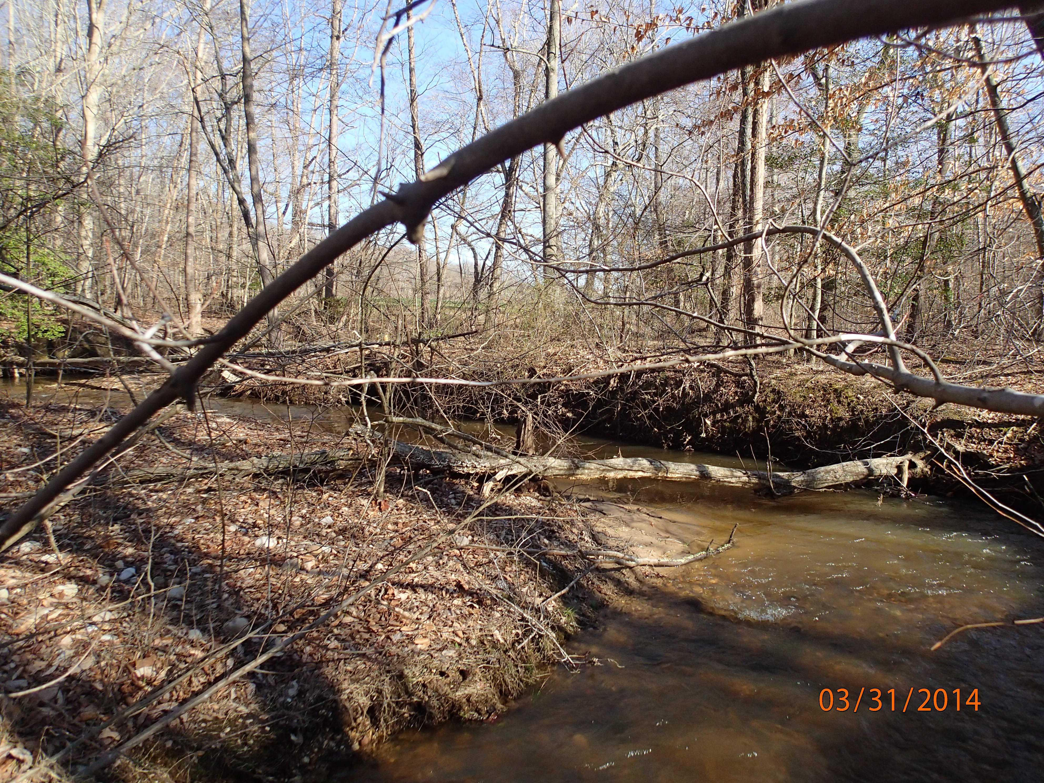 Field photo showing stream conditions at site PTOB-002-S-2014-MidpointDownstream