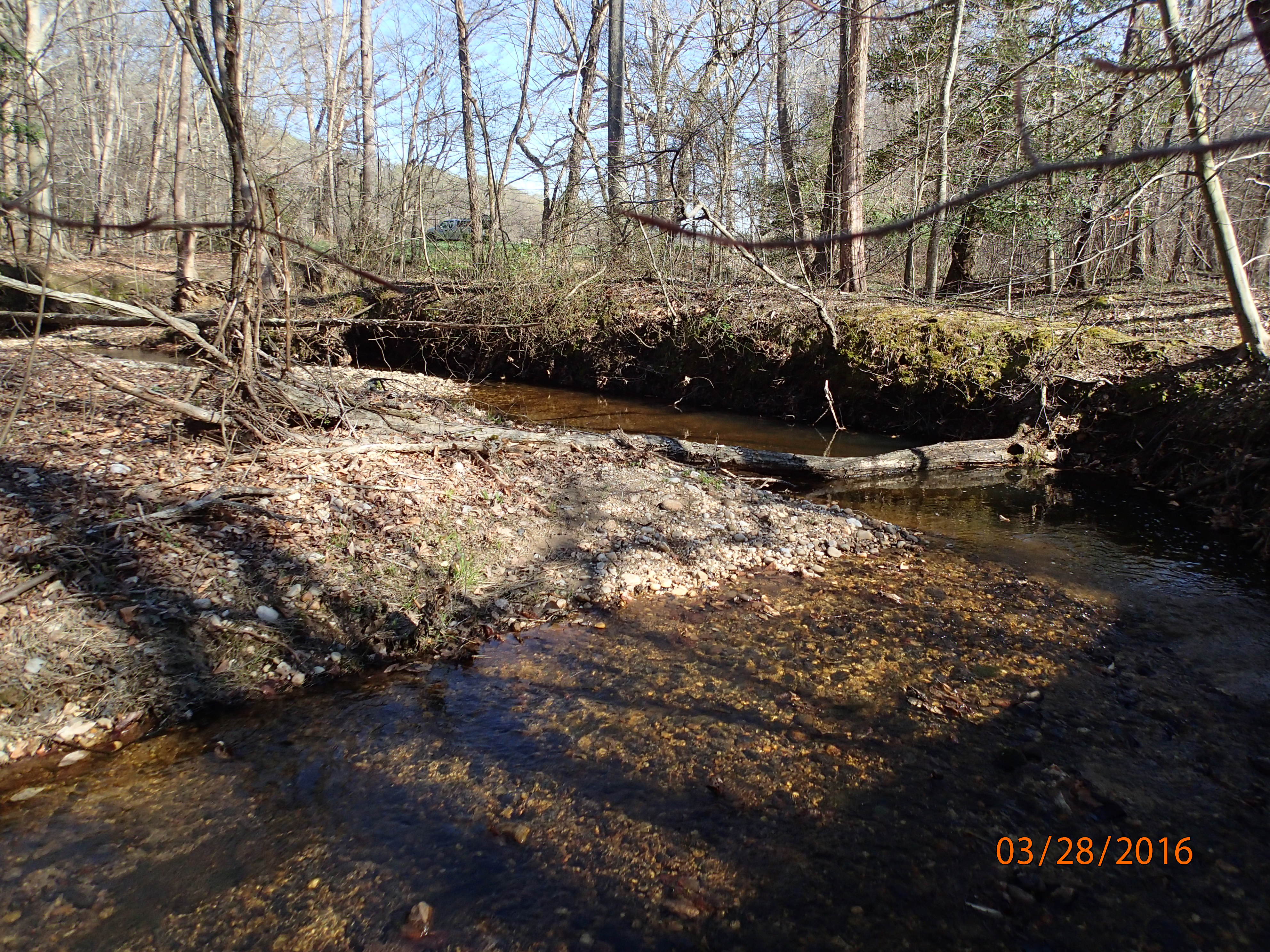 Field photo showing stream conditions at site PTOB-002-S-2016-MidpointPDownstream
