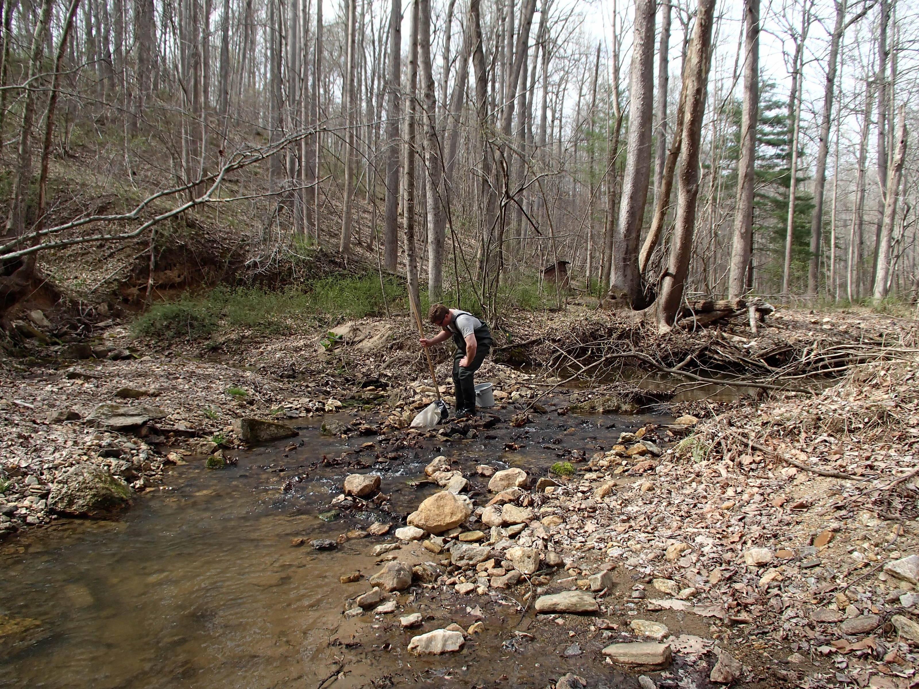 Field photo showing stream conditions at site RKGR-119-S-2015_At-P-midpoint-looking-upstream