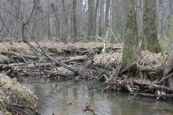 Field photo showing stream conditions at site ROCK-102-R-2009-1
