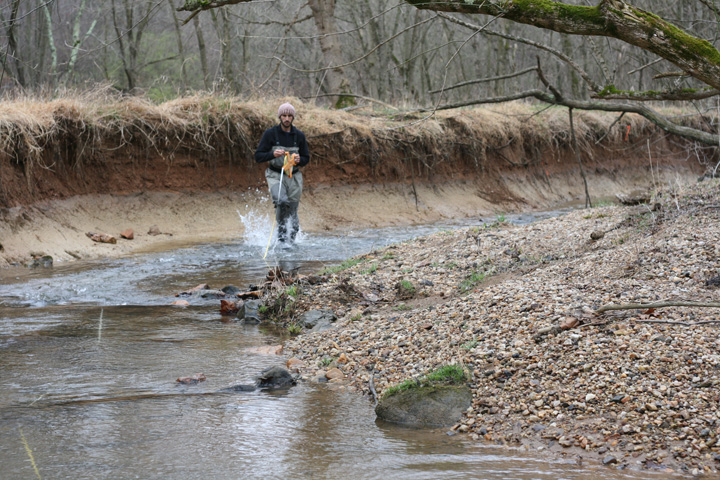 Field photo showing stream conditions at site ROCK-204-R-2009-1