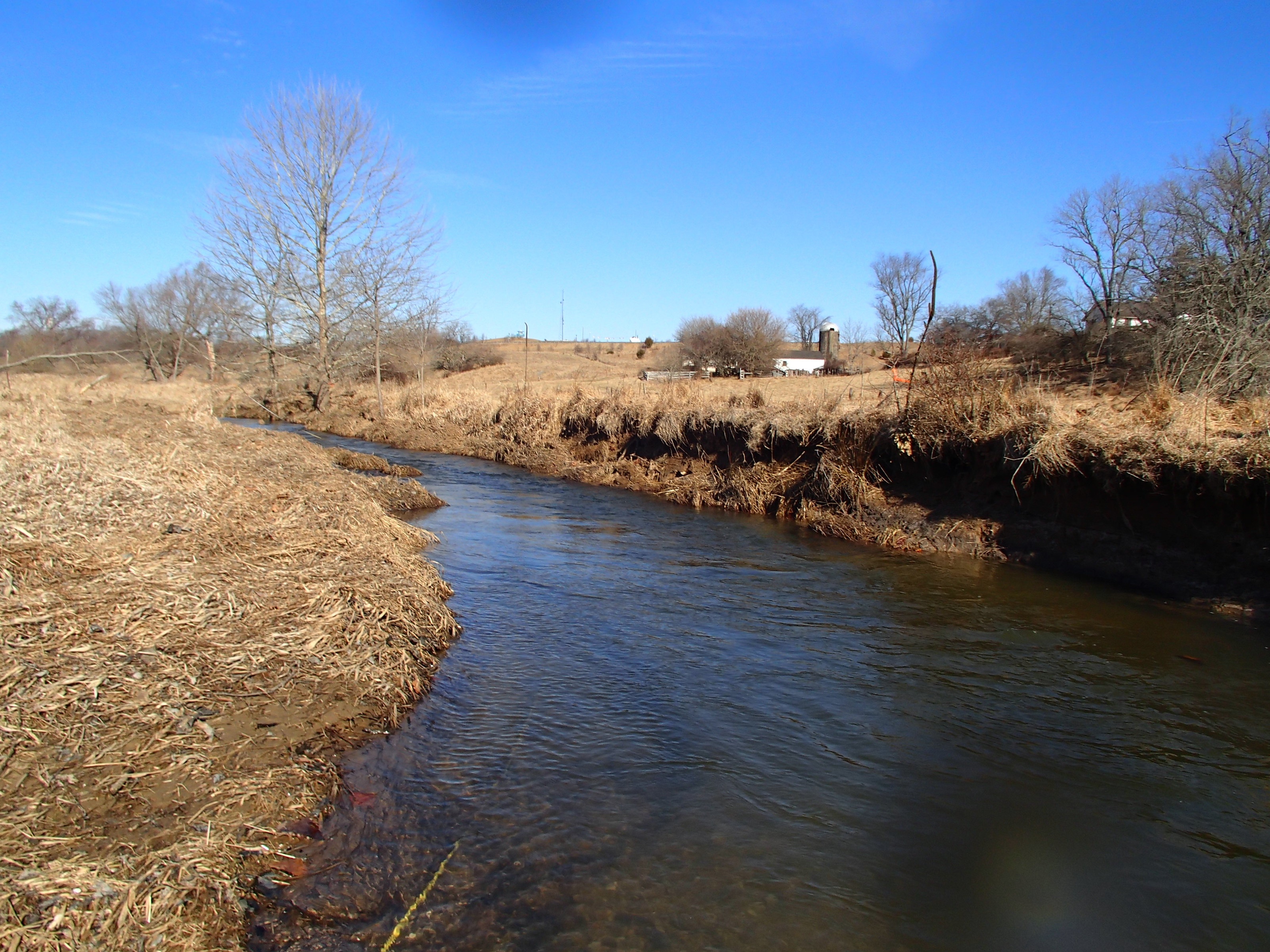 Field photo showing stream conditions at site SBPA-201-X-2015_Midpoint-at-rebar-looking-upstream
